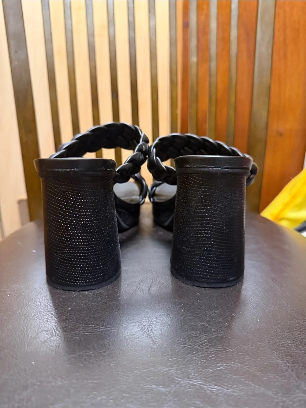 a new day Black Braided Platform Block Heel Sandals
